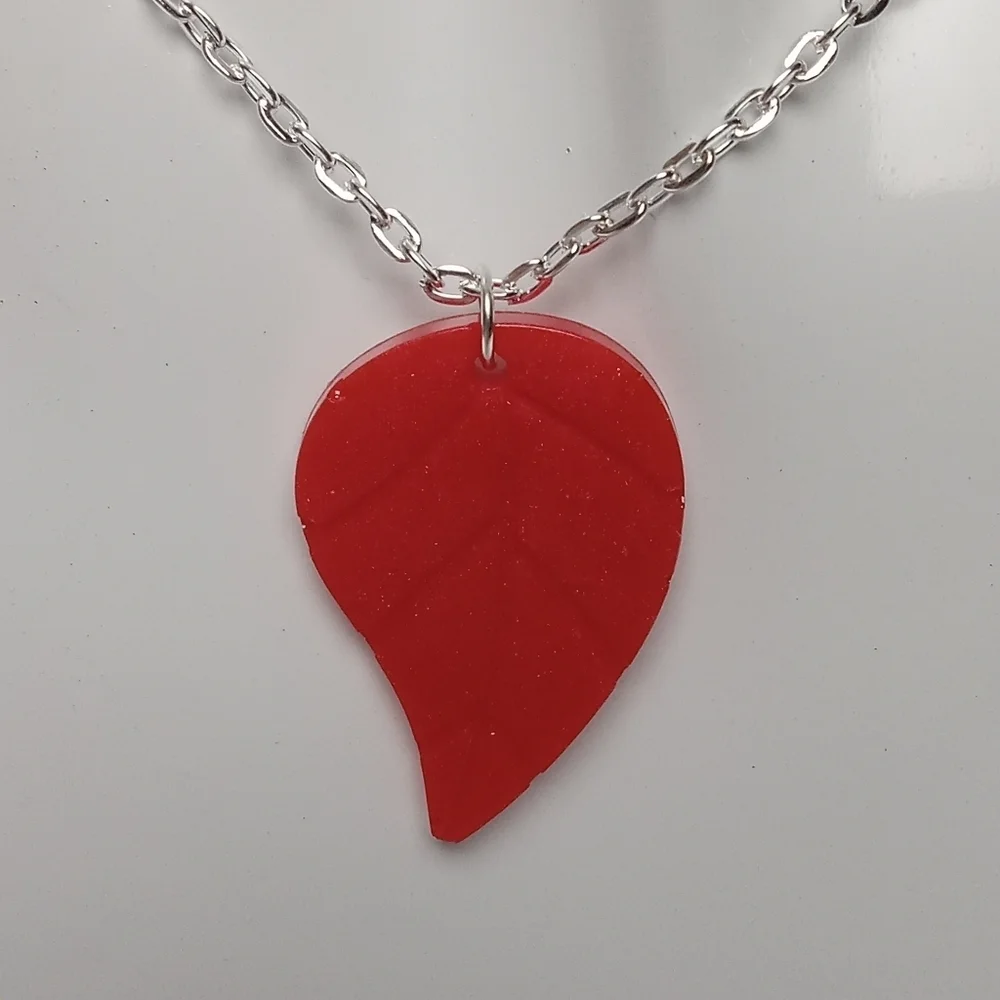 Red Leaf Pendant Necklace